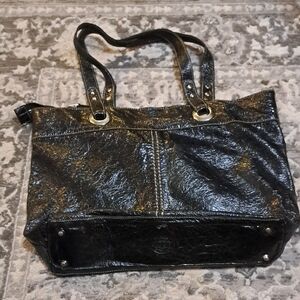 Roots Shiny Black Tote Bag